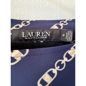 Lauren Ralph Lauren Chain Print 3/4 Sleeve Sheath Dress, Boat Neck Women's 14